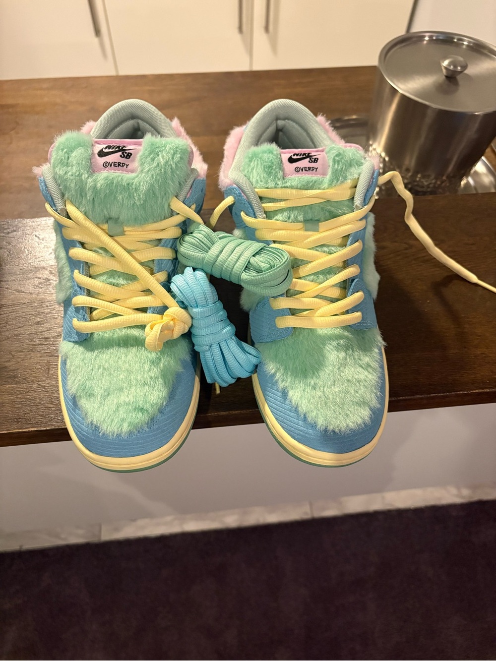 Nike SB Dunk Low Pro QS (Verdy) Green, Blue & Yellow Fuzzy High-Top Sneakers